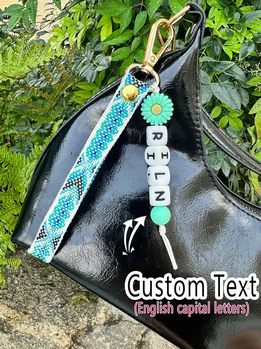 1 Stück Daisy individueller Schlüsselanhänger/Taschenanhänger, böhmisches Schlüsselband, Gepäck/Rucksack/Namenanhänger, Weihnachtsgeschenk