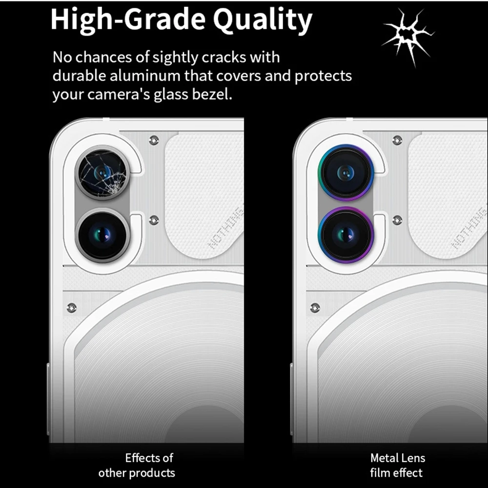 2PCS Aluminum Alloy Camera Ring Glass For Nothing Phone 2 (2) 1 (1) Metal Lens Cover For Nothing Phone One Phone2 Lens Protector