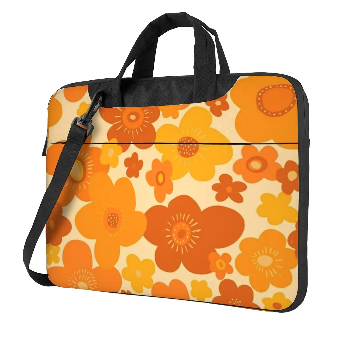 Groovy 70s Retro Vintage Floral Laptop Bag Protective Case Computer Bag 13 14 15.6 Inch Crossbody Notebook Pouch For Macbook Pro