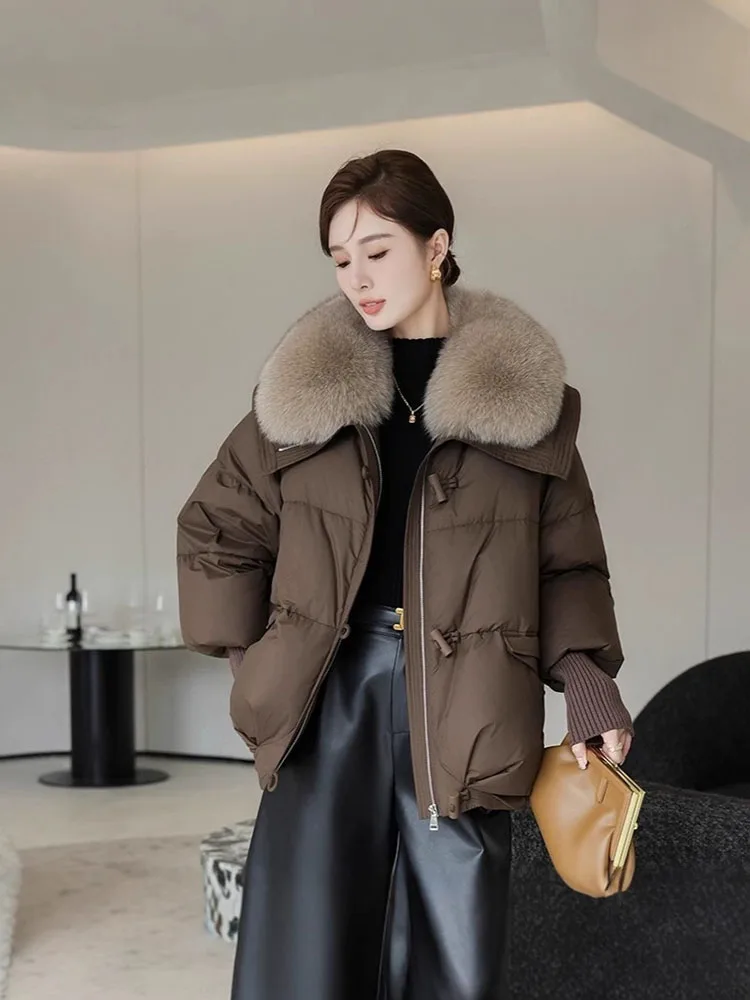 Large Fur Collar Cotton-Padded Jacket For Women Winter New Zipper Thickened Warm Quilted Coat Oversized Snow Wear Cotton Clothes