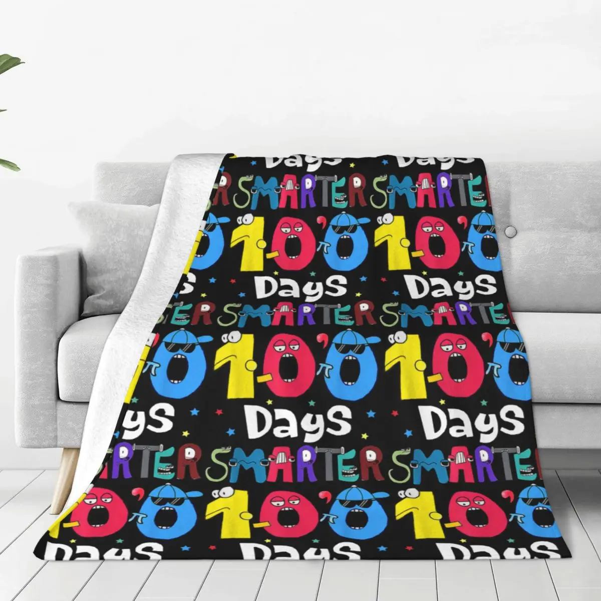 100 Days Smarter ABCs Learning Flannel Throw Blanket Boys Girl Evil Alphabet Lore Blanket for Sofa Office Super Soft Bedspread