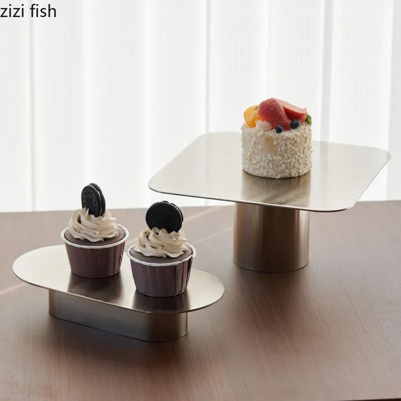 Metal High Footed Cake Tray Silver Dessert Plate Storage Tray Display ...