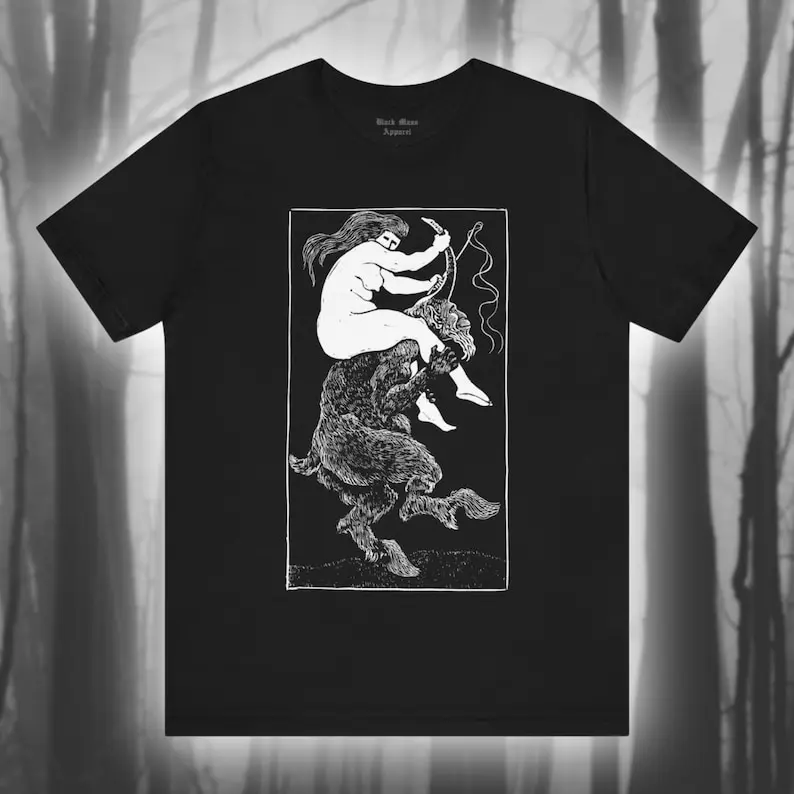 The Witches Ride, Daniel Greiner Art, Vintage Occult Shirt, Witchcraft T-shirt, Magic, Creepy Art, Witchy Unisex Jersey Short