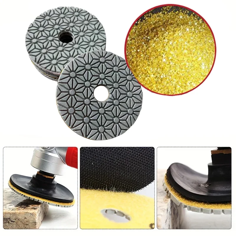 3pcs/set Flexible Wet & Dry Polishing Pads For Stone Marble Tile Polishing Pads