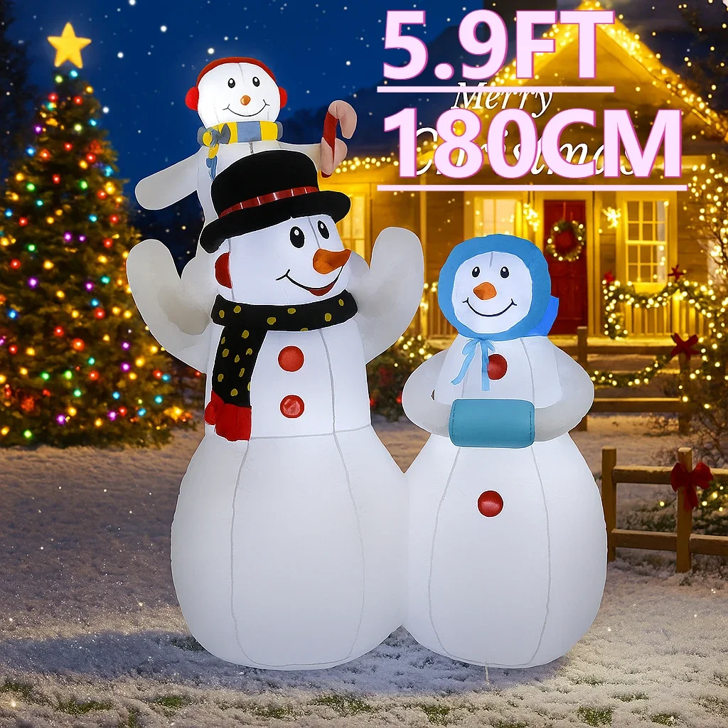 1.8M/5.9FT Holiday Lighting Holiday Lighting Decor Snowman Family LED Inflatable Xmas Yard Christmas Home Ornament Gift Decor