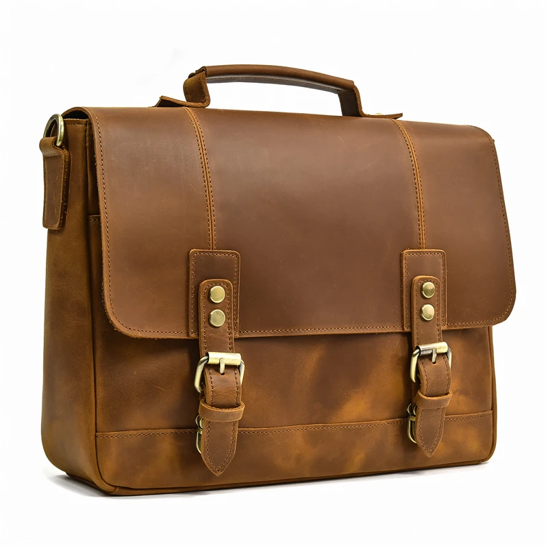 Borsa a tracolla zaino in pelle da uomo retrò Borsa a tracolla in vera pelle per uomo Borsa da lavoro maschile multifunzionale