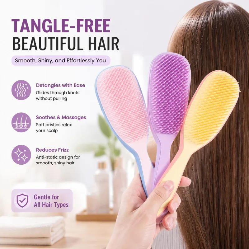 Entwirrkamm, antistatische, weiche Kopfhautmassage-Haarbürste, abnehmbares Anti-Frizz-Haarstyling-Werkzeug für den Salon