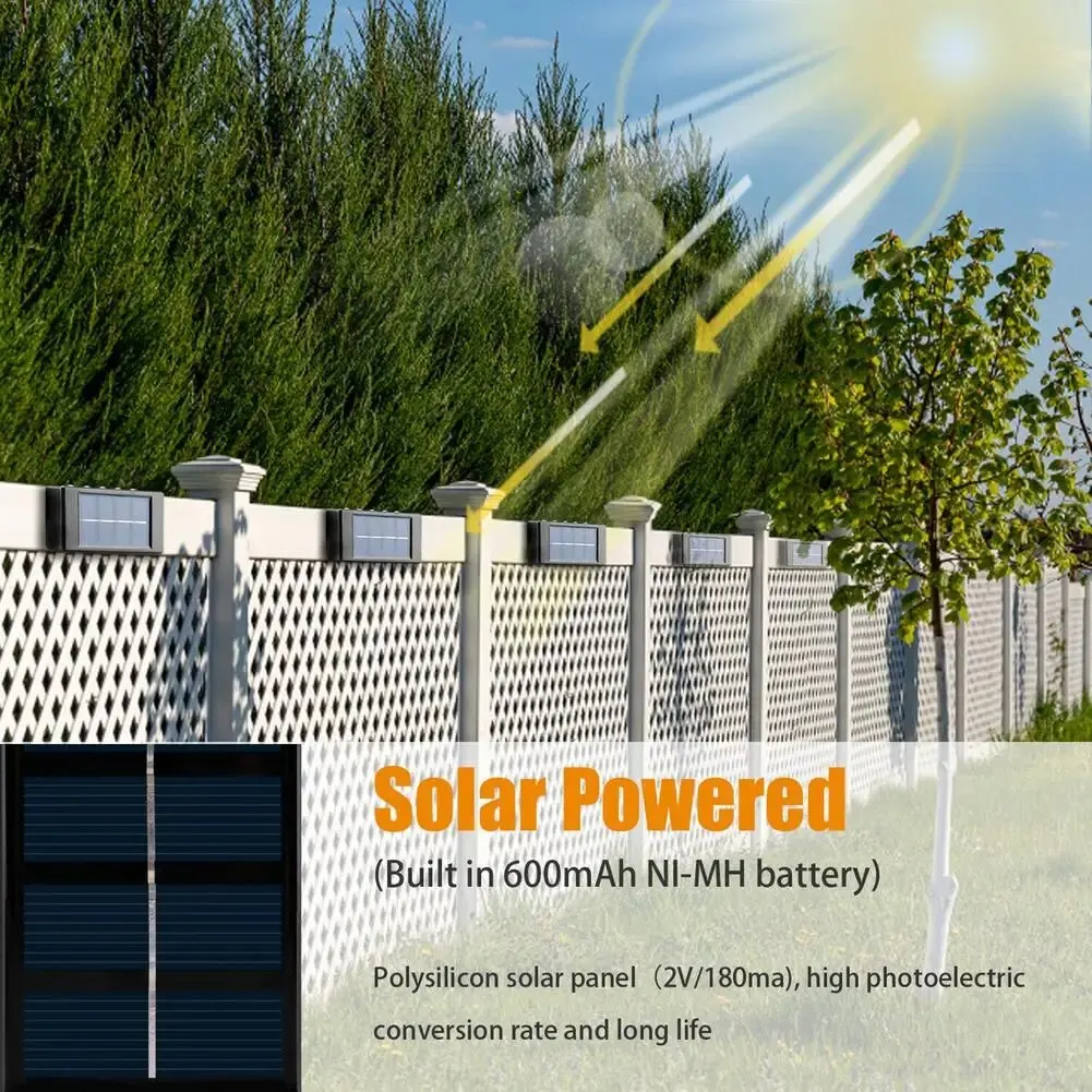 2 Stuks Outdoor Solar Led Deck Lights Ip65 Waterdicht Up Down Wandlamp Voor Patio Pad Trappen Tuin Hek Decor