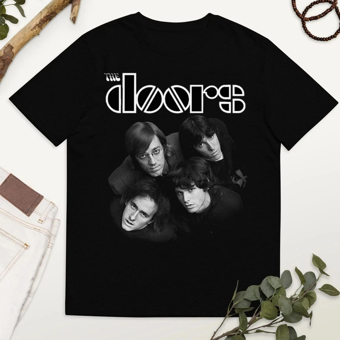 

Plus Size Summer Women's Vintage The Doors T-Shirt Unisex Cotton Breathable Stylish Versatile Street Style Oversized