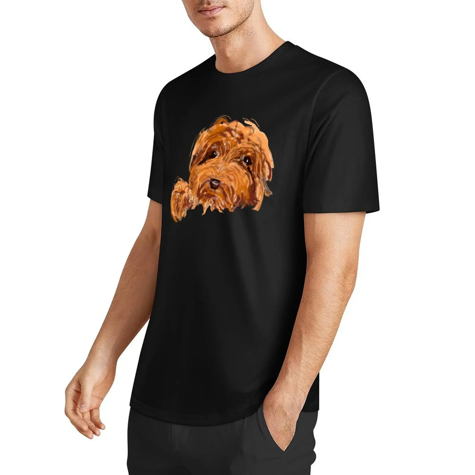 Adorable red australian cobberdog labradoodle doodle T-Shirt quick drying boys whites man clothes t shirt men 100℅ cotton