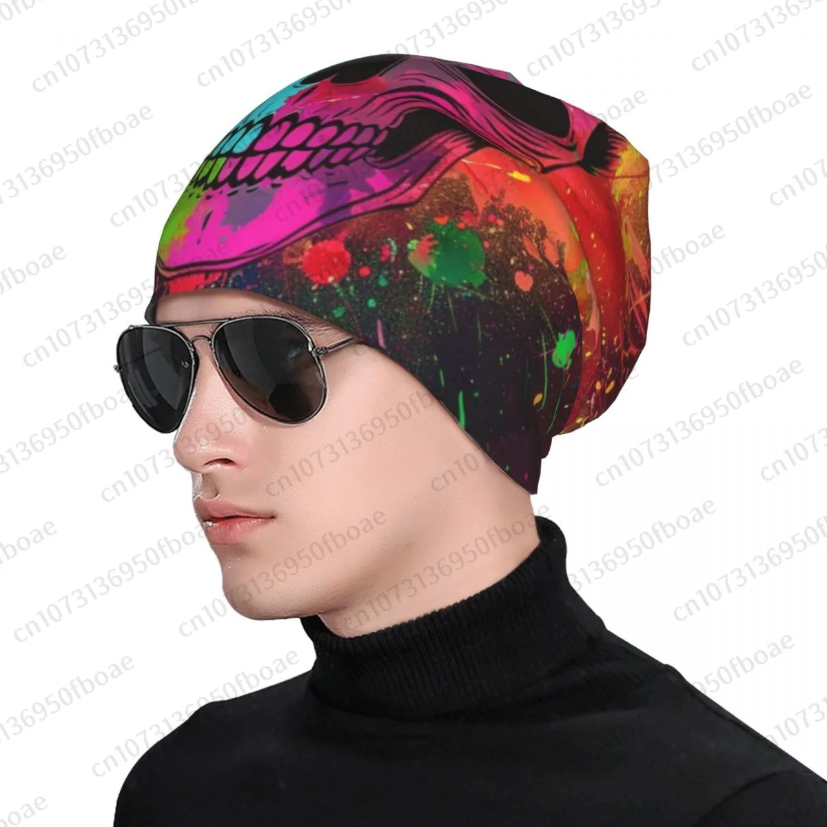 Samurai Ride Punk Skull Beanies Cap Unisex Soft Thin Knitted Outdoor Knit Bonnet