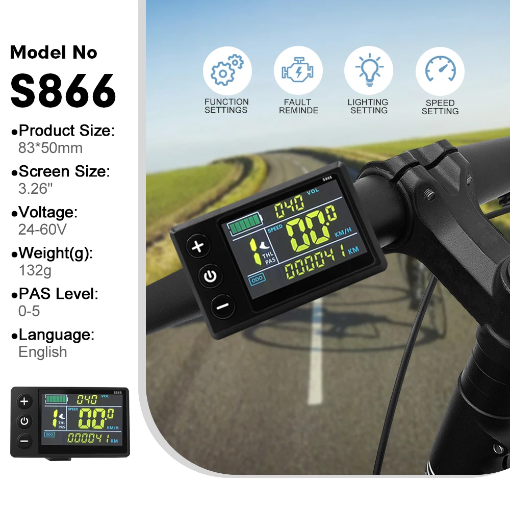 Controller a onda sinusoidale Ebike a tre modalità 36V 48V 17/26/30/40A con Display LCD S866 S966 per motore mozzo ruota Brushless 250W-2000W