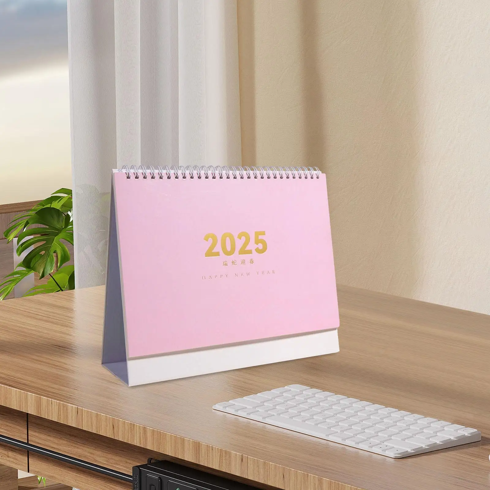 2025 Desktop Calendar Standing Flip 10x3.1x8.4inch with Coil Thick Paper Daily Schedule for Living Room Lightweight Versatile