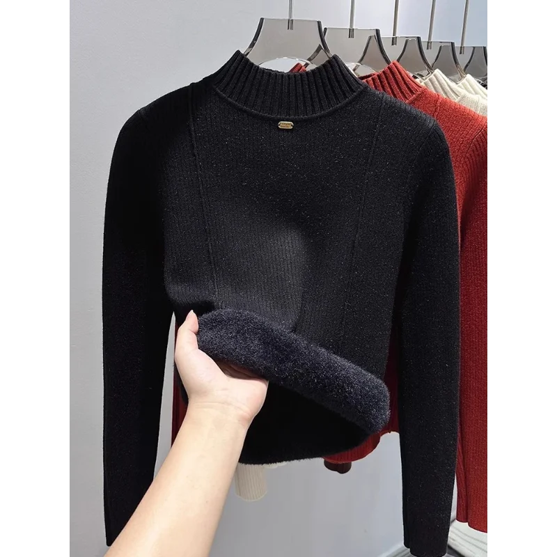 

Женский толстый бархатный свитер, зимняя полуводолазка, универсальная нижняя рубашка, новый красивый