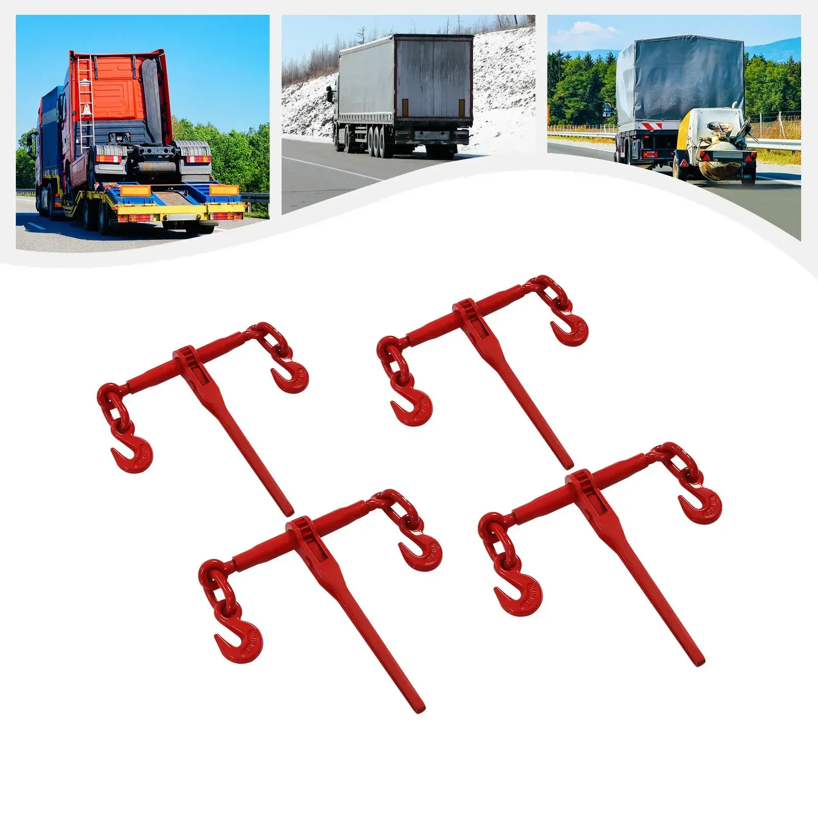 

9200lbs G70 Ratchet Chain Binders 4-Piece Set 3/8"-1/2" Load Tie Down for Heavy Equipment