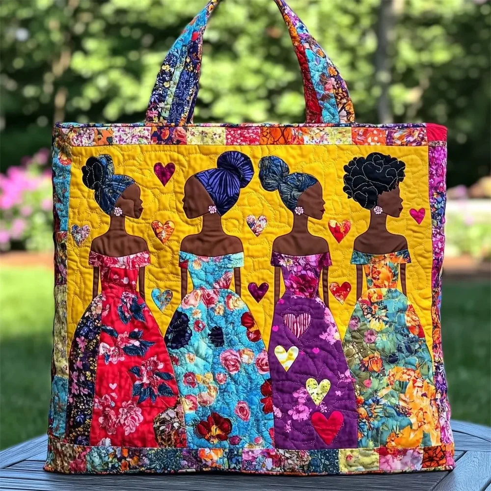 Non Embroidered Quilting Craft Tote Bag Women's Shopping Lightweight Quilted Tote Bag Open Style Handbag16.93"*3.94"*15.75"