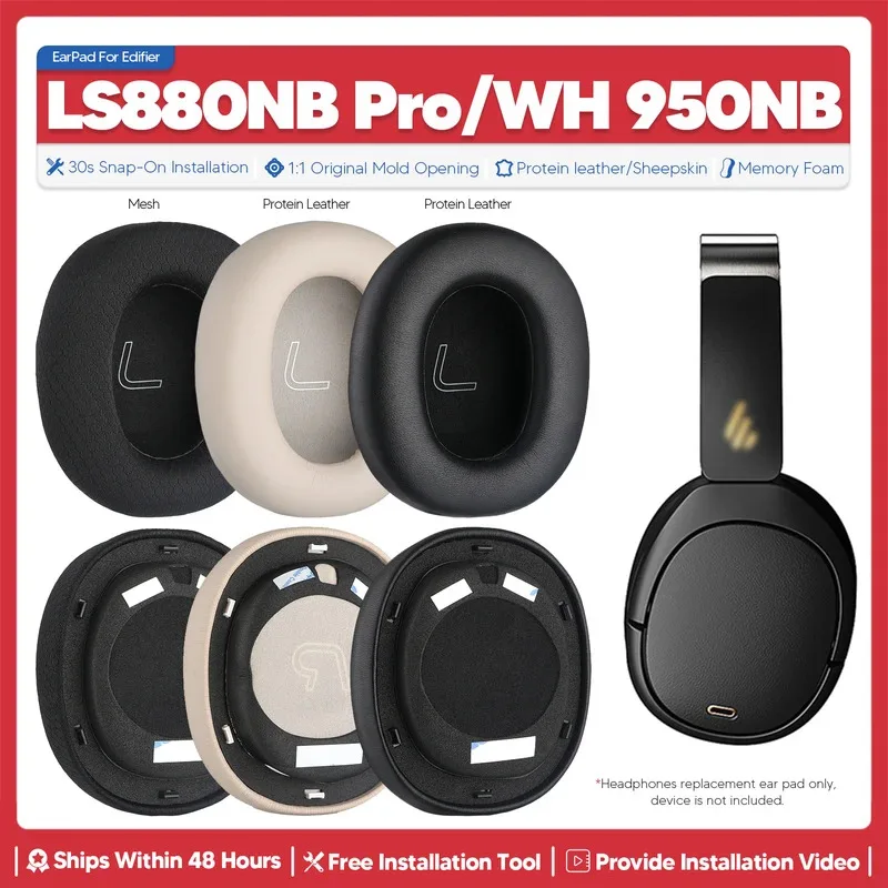 Coussinets d'oreille de remplacement pour Edifier LS880N Pro WH950NB, accessoires pour couteurs sans fil, pices de rparation en mousse et cuir