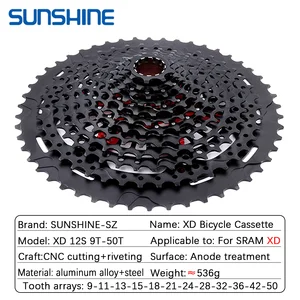 Sunshine-XD Structure Bicycle Cassette, 12 Speed, 9T-50t, Black, Freewheel Mountain Bike Wheel, 12V for Sram XD FreeHub, GX Eagle XX1 X01 8 Main Sales Cassette XD 12V - №3