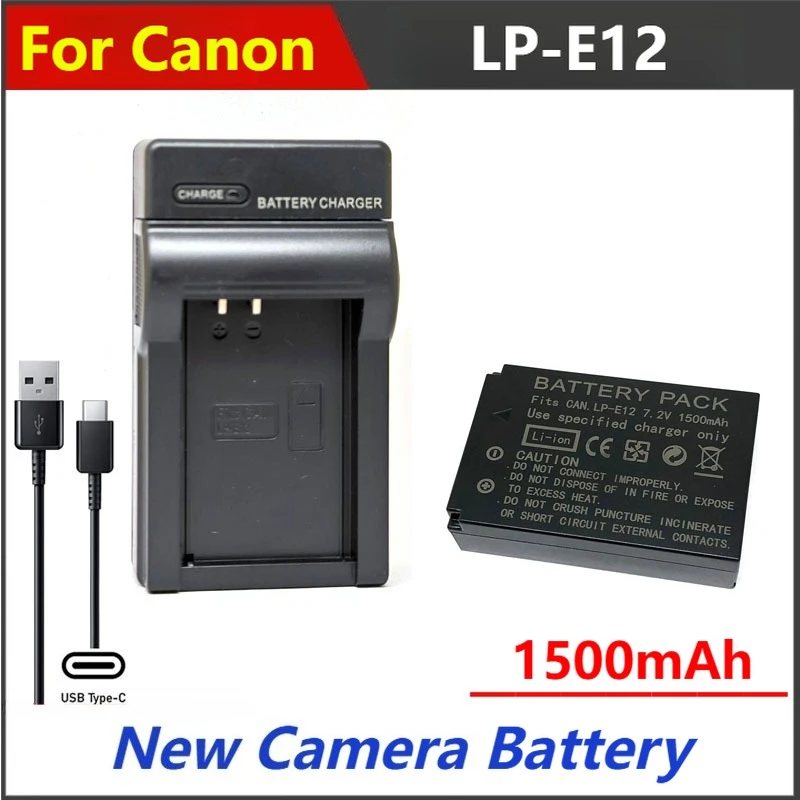 

1500mAh LP-E12 LP E12 LPE12 Battery Charger For Canon EOS 100D M M2 M10 M50 M100 M200 Kiss X7 SX70HS Rebel SL1 DSLR Camera