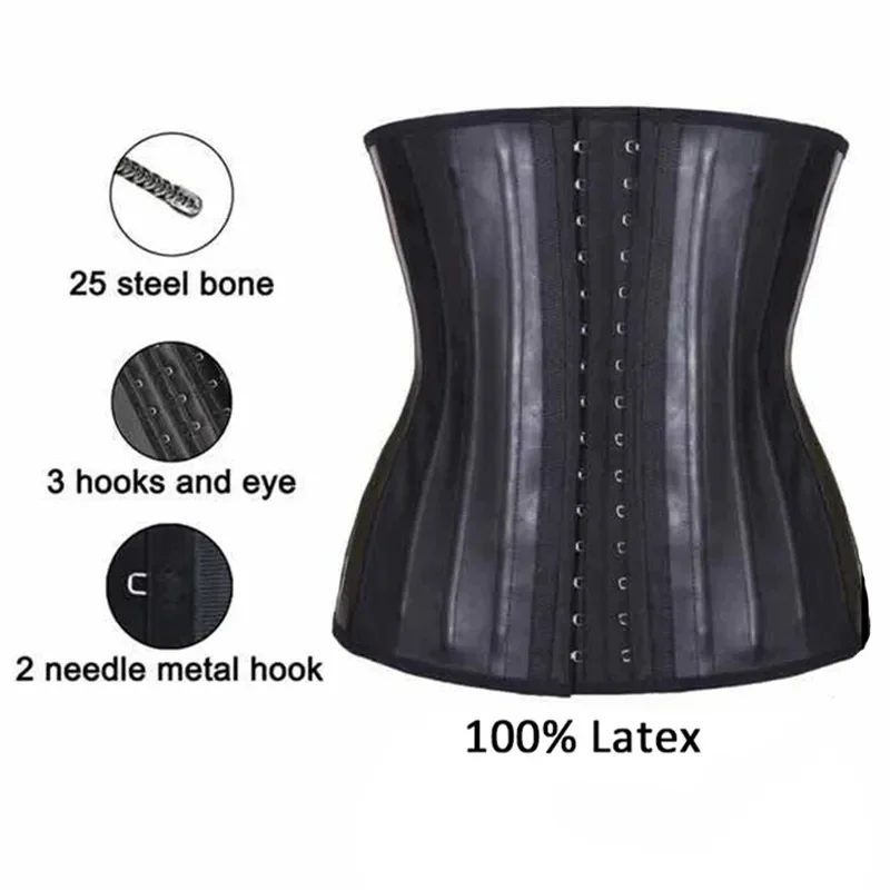 

Latex Waist Trainer Corset Women Belly Slimming Belt Body Shaper 25 Steel Boned Waist