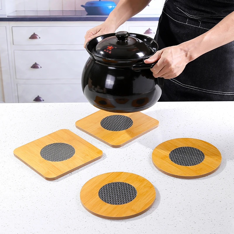 

1PC Wooden Coaster Placemats Tea Coffee Cup Pad Durable Heat Resistant Round Bowl Teapot Mat Insulation Tableware Mug Holder