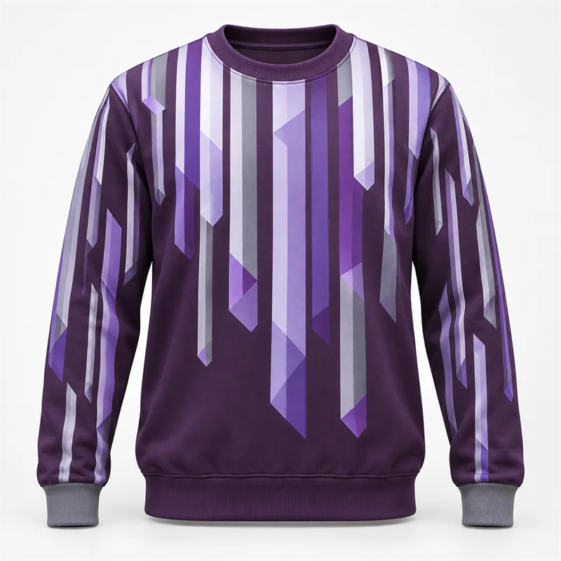 Men's Abstract Sports Sweatshirt Geometric Shard Vertical Stripe Chevron Line Print Crewneck Long Sleeve Casual Pullover