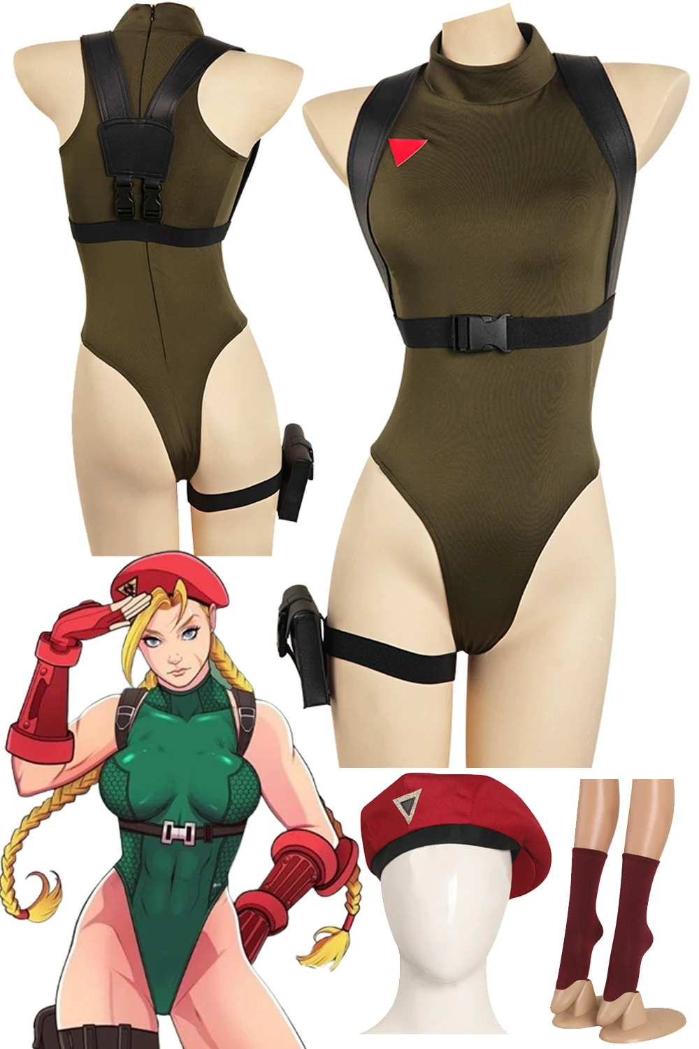 

Cammy Cosplay Costume Anime Game SF6 Jumpsuit Hat Socks Outfits Fantasia Girls Halloween Carnival Party Women Disguise Suit