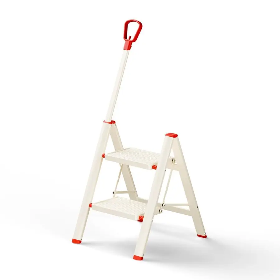 

Двухступенчатая складная лестница с одной порученью, складной табурет-стремянка с широкими противоскользящими педалями для дома, кухни, кладовой, легкая складная лестница