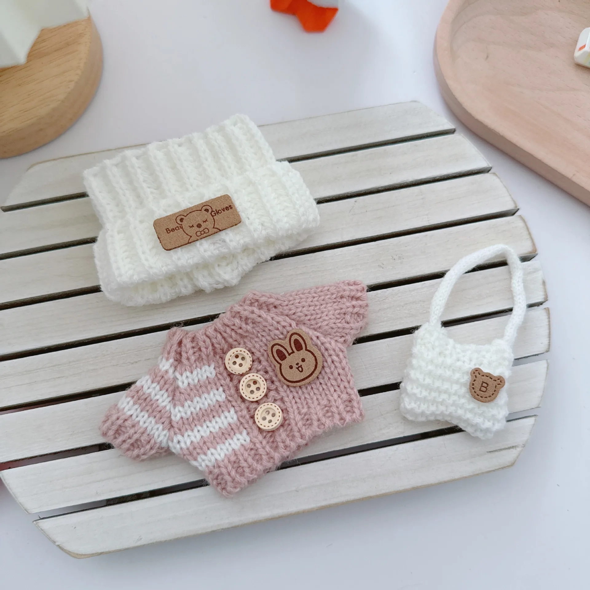 Poppenkleertjes voor Labubu Outfit V1 V2 V3 17 cm Poppen Zitten Accessoires Bril Kleding Designer Kids Gift Trui Hoed Tas set