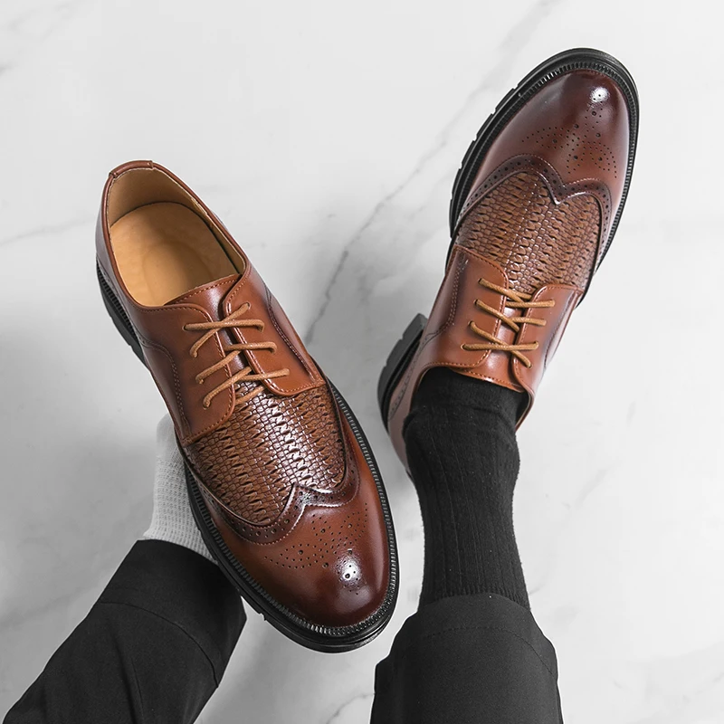 

Классические повседневные кожаные туфли для мужчин, праздничные туфли-броги, высококачественные мужские туфли для торжественных мероприятий, свадебные кожаные туфли, мужские кожаные туфли