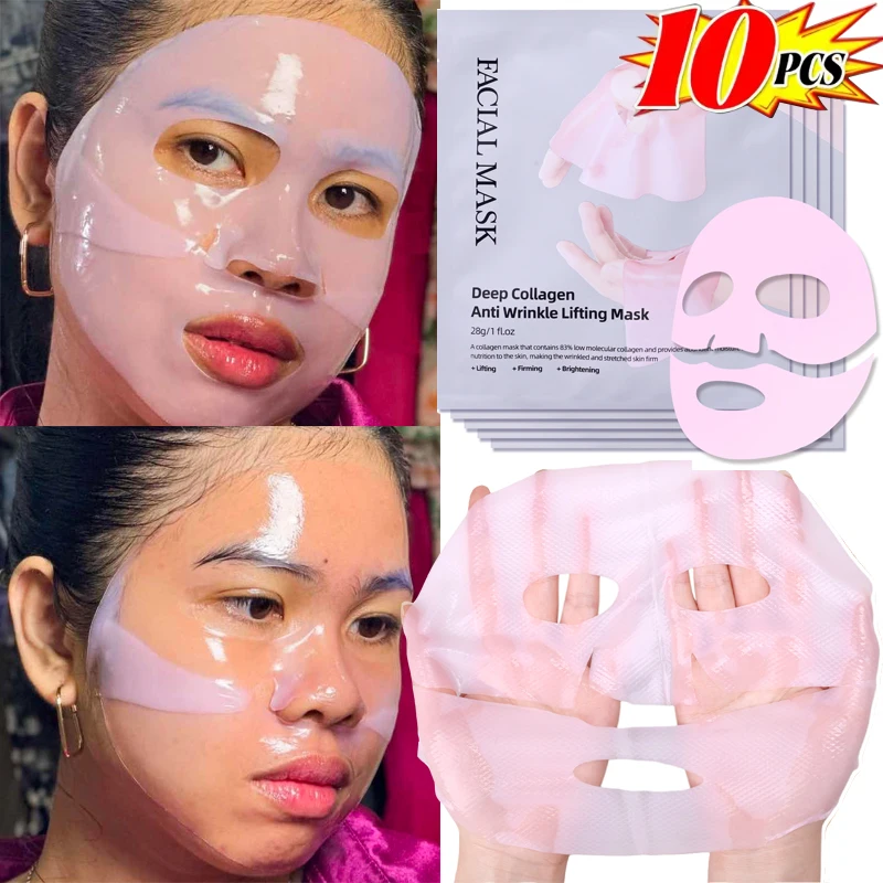 1/5/10pcs Pink Collagen Gel Sleeping Mask Deep Moisturizing Whitening Shrink Pores Mask Overnight Lifting Masks Beauty Skin Care