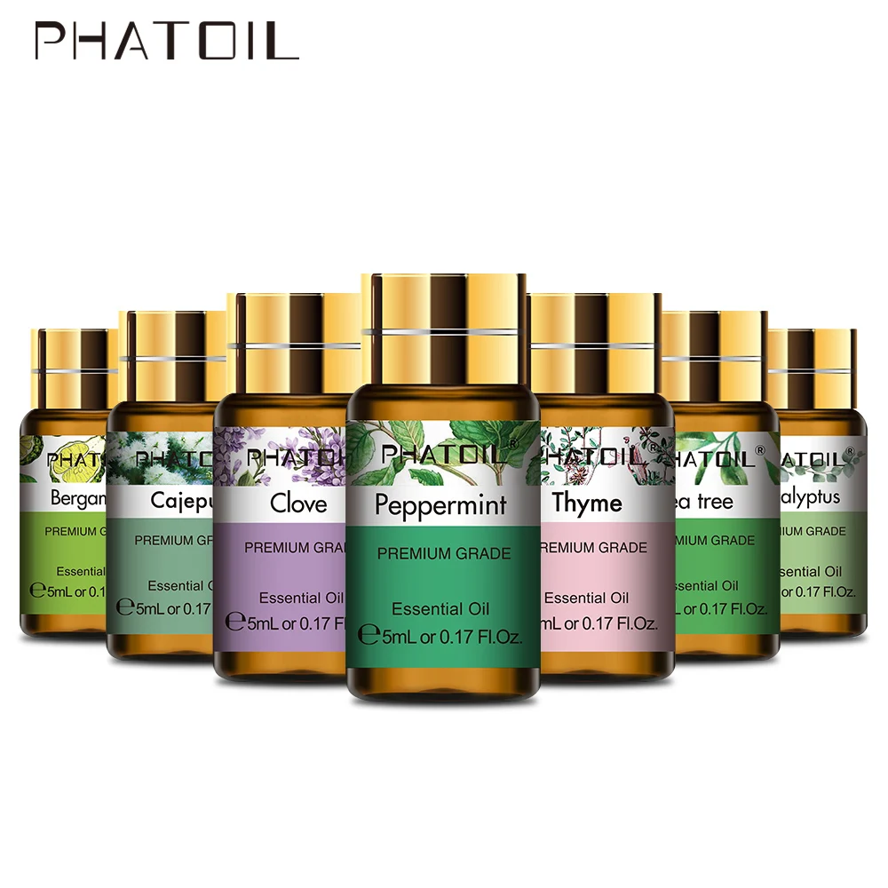 PHATOIL 5ml Myrrh Essential Oils for Aroma Soaps Candles Making Diffuser Spa Massage Tangerine Thyme Vetiver Vanilla Rose Lemon