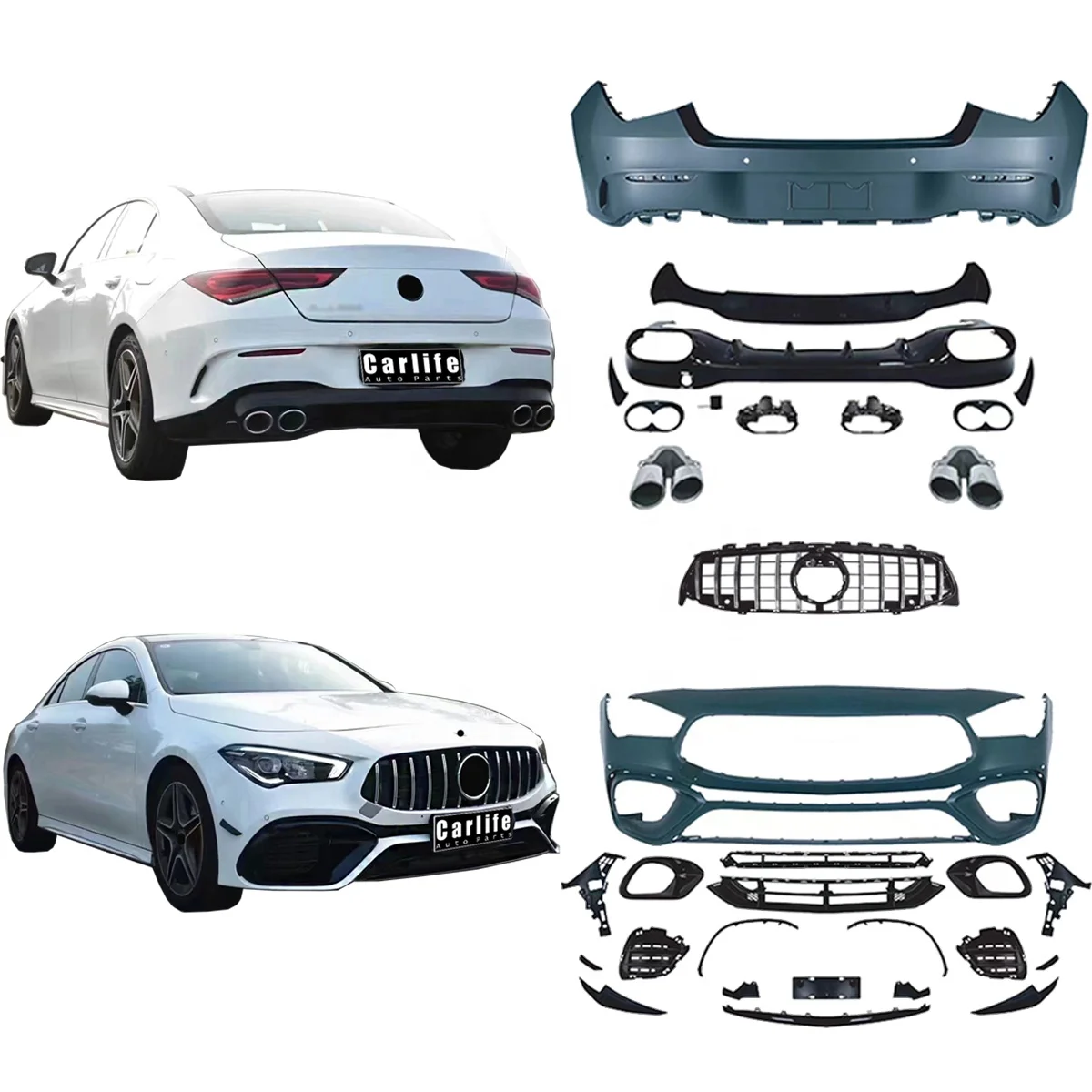 Car Auto PP Bumper for Mercedes Benz W118 CLA200 CLA250 CLA300 Upgrade To CLA45 AMG Body Kit Look Model