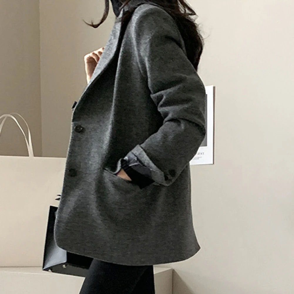 Autumn Fashion Spring Autumn Jacket Casual Loose Blazer Jacket Elegant Suit Slight Stretch Fabric Solid Color Blazer