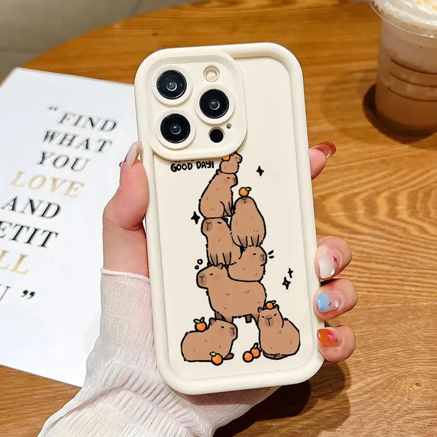 Phone Case for iPhone XS Max 17 Air 15 16 14 Plus 13 12 11 Pro Max 16e XR Soft Cover Capybara Cartoon Cute 