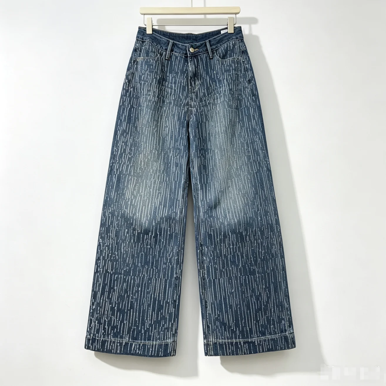 Full Diamonds Hot Drilling Wide Leg Jeans for Women New Autumn Mopping Floor High Waist Loose Straight Casual Denim Trousers