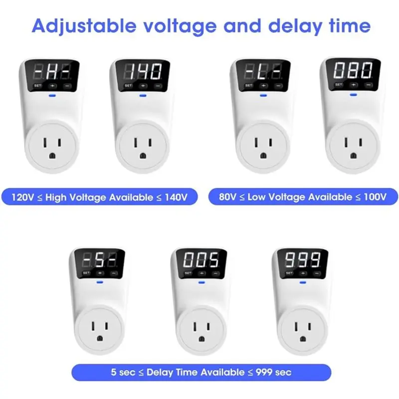 【PLAISIR】Real-Time Monitoring Surge Protector Voltage Stabilizer-Wall Mount For TV For Refrigerator Appliances(US) US Plug