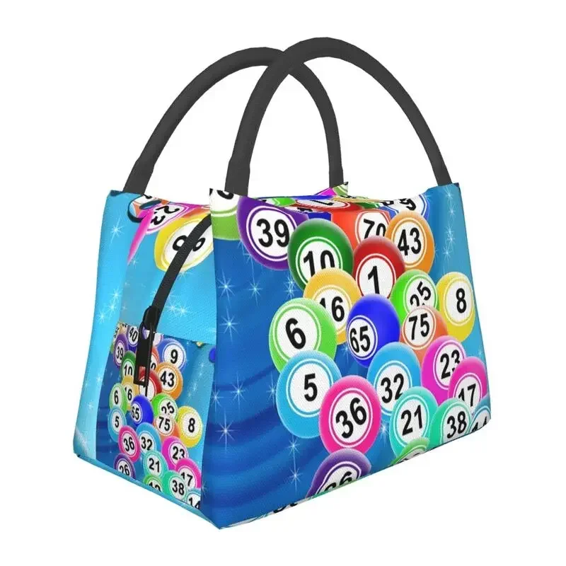 Bingo Balls borsa termica per il pranzo per le donne gioco di carta portatile borsa termica per il pranzo Tote Office Picnic Travel lunchbag