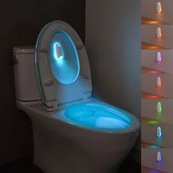 Toilet Night Light Motion Sensor Light RGB 7Color Changing For Bathroom Decoration LED Rechargeable LED Light Projection Light