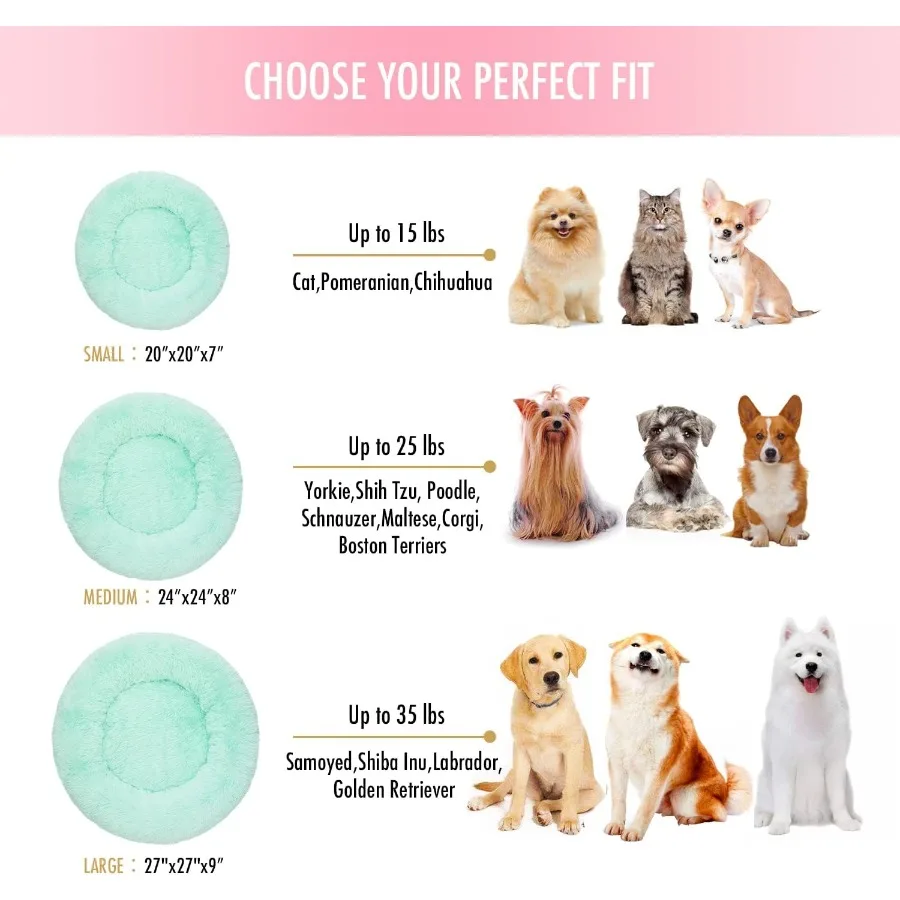 مكافحة القلق جولة رقيق أفخم فو الفراء الدافئة قابل للغسل سرير كلب سرير للقطط للحيوانات الأليفة الصغيرة والمتوسطة والكبيرة مثالية لتخفيف المفاصل دي