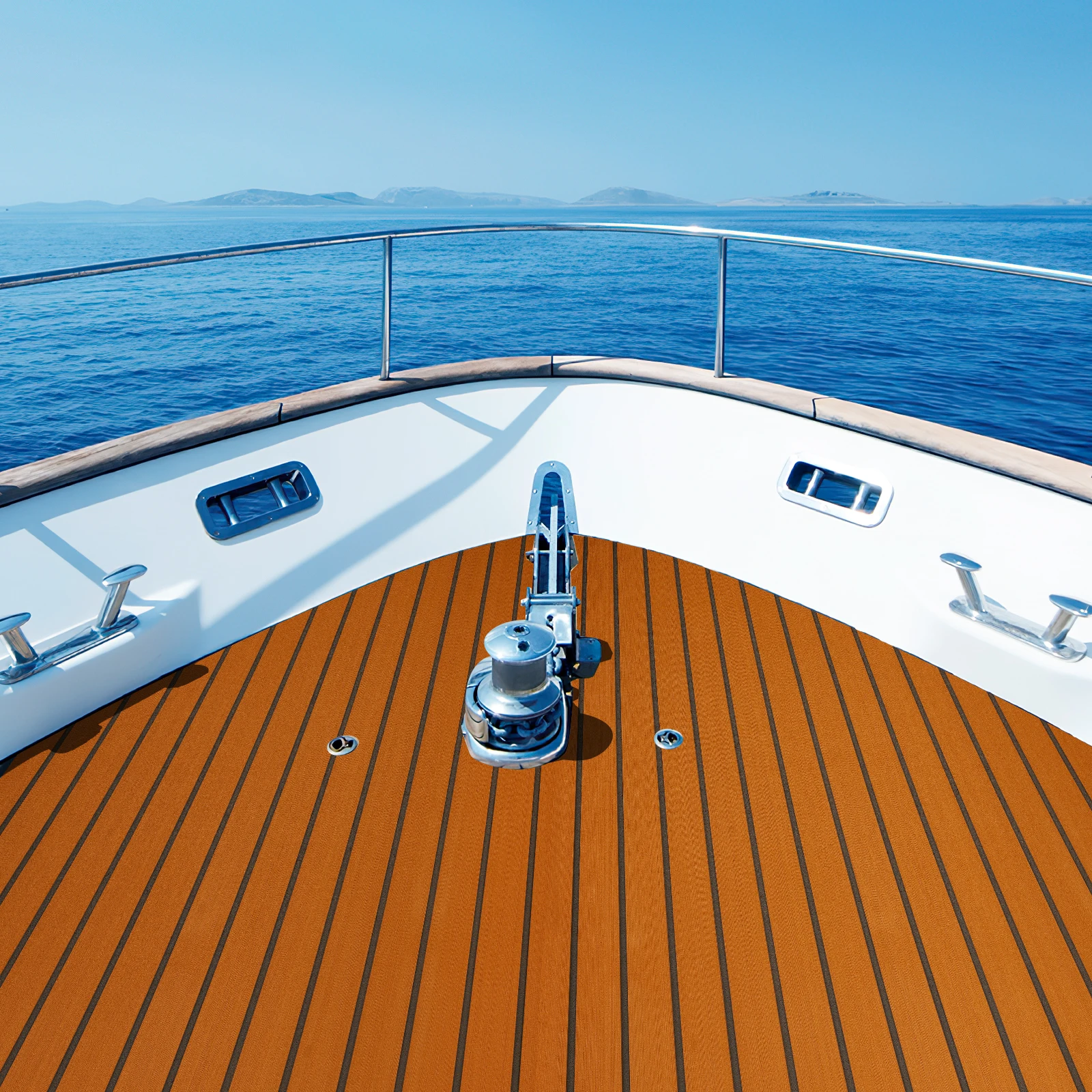 

106"x35" EVA Non-Slip Boat Flooring Mat – Self-Adhesive Teak Design, Waterproof&Cut-to-Size for Yacht&Marine Deck (6mm Thick)