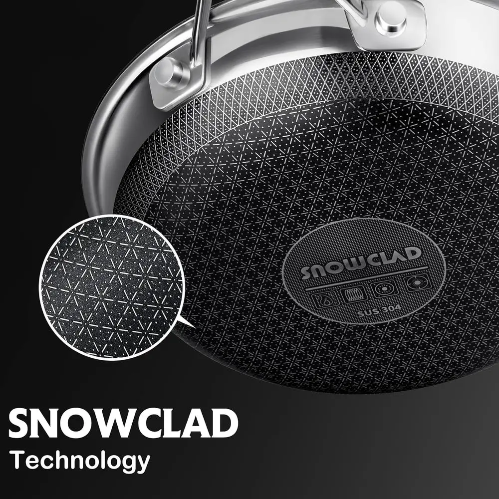 14-Piece Non-Stick Hybrid Stainlokware Cookware Set: Frying Pans, Saute, Sauciers, Stock Pot, Skillet, Induction Ready