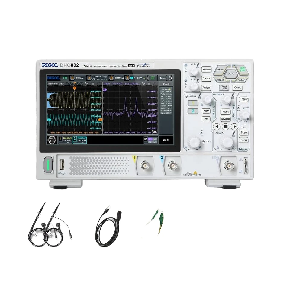 RIGOL DHO802 Digital Oscilloscope 70MHz Frequency Band 12-Bit Vertical Resolution 1.25 GSa/s Sample Rate for Testing Equipment