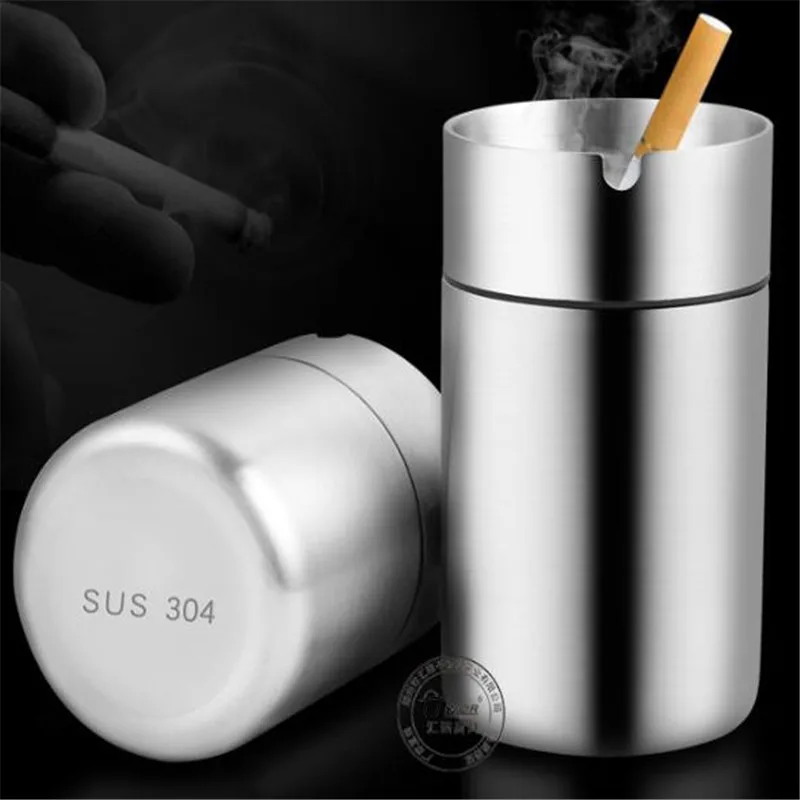 Detachable Stainless Steel Ashtray Creative With Lid Windproof Car Ashtray Fashion Business Gift Send Boyfriend Home Decoration