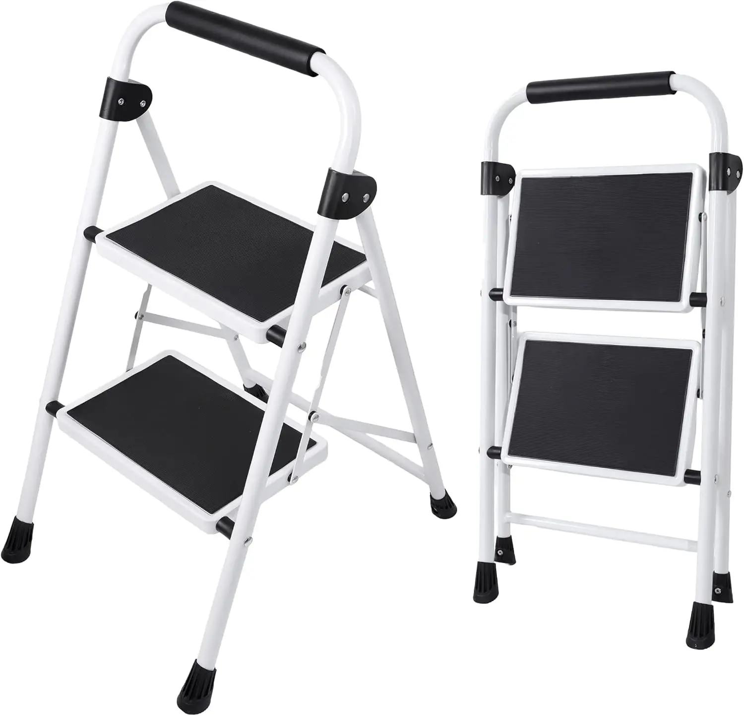 

2 Step Ladder, Portable Stool with Wide Non-Slip Pedal, Foldable Step Stool Lightweight for Home Kitchen and Outdoor, Black