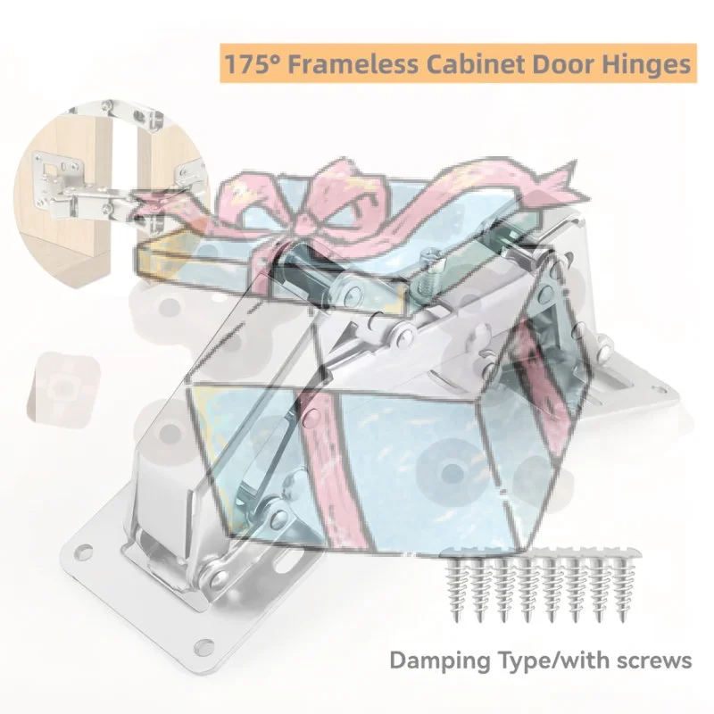 

【CCA】1Pcs Heavy 175°Without Punching Cabinet Door Adjustable Invisible Hydraulic Buffer Hinges W/Damping