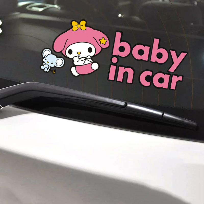 Sanrio Reflective Rearview Mirror Kawaii Sticker My Melody Kuromi Car Modification Decorative StickerChildren\'s Toy BirthdayGift