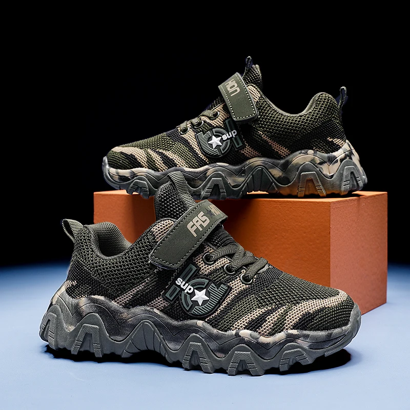 

Детские дышащие кроссовки для мальчиков и девочек, износостойкая легкая спортивная обувь, детская нескользящая повседневная камуфляжная уличная обувь