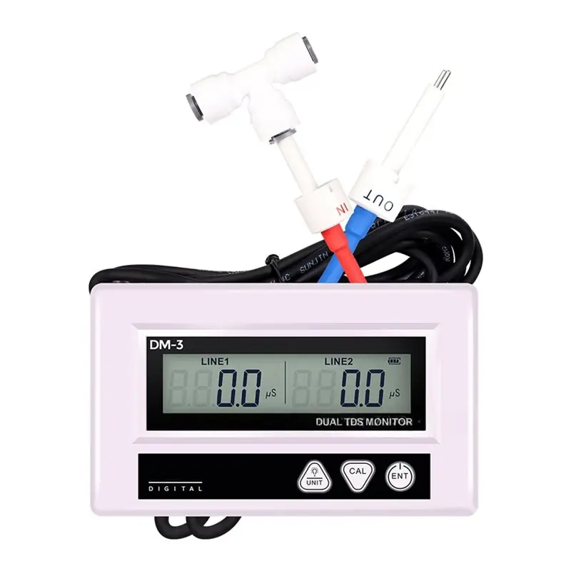 A93E-DM3 Digital Online Water Quality Tester Dual Channel PPM Detection LCD TDS Meter Inlet Outlet For Pool Laboratory Testing