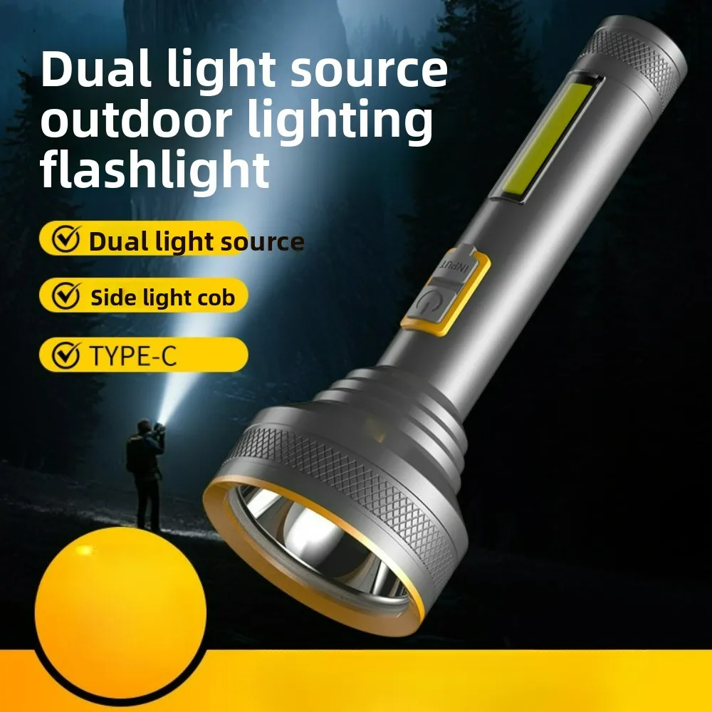 

COB Aluminum Alloy LED Flashlight Built-in Battery USB Rechargeable Compact Portable Torch for Home Emergency & Outdoor Lighting